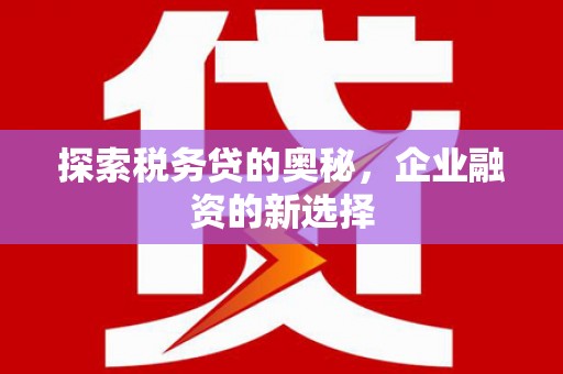 横山探索税务贷的奥秘，企业融资的新选择