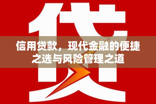 横山信用贷款，现代金融的便捷之选与风险管理之道