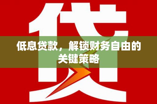 横山低息贷款，解锁财务自由的关键策略