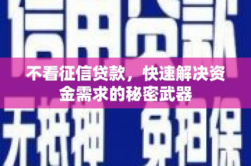 横山不看征信贷款，快速解决资金需求的秘密武器